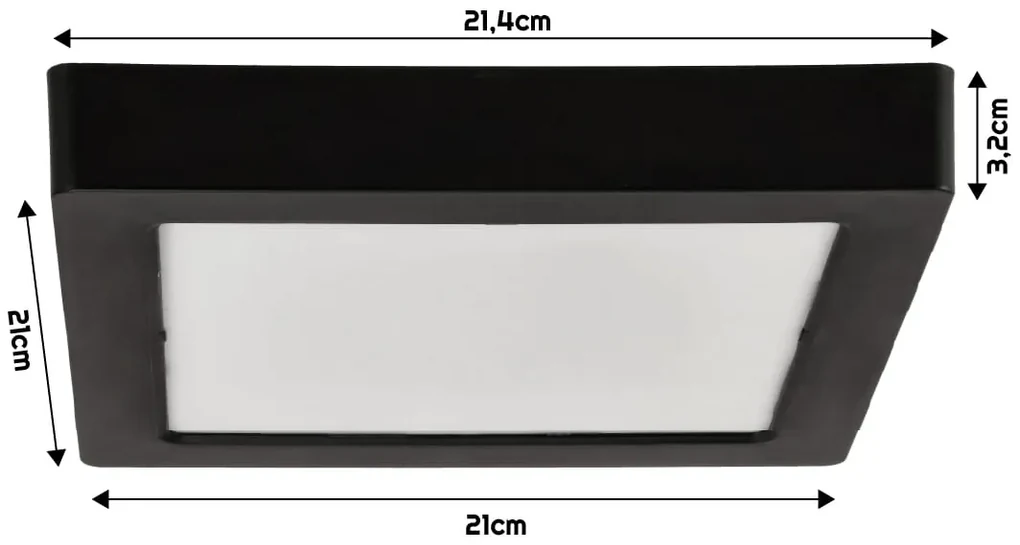 BERGE Štvorcový LED panel prisadený - čierny - 18W - PC - neutrálna biela