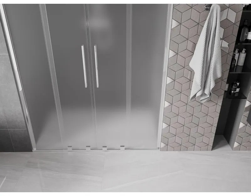 Mexen Velar Duo, posuvné sprchové dvere do otvoru 140 cm, 8mm sklo námraza, chrómová, 871-140-000-32-01