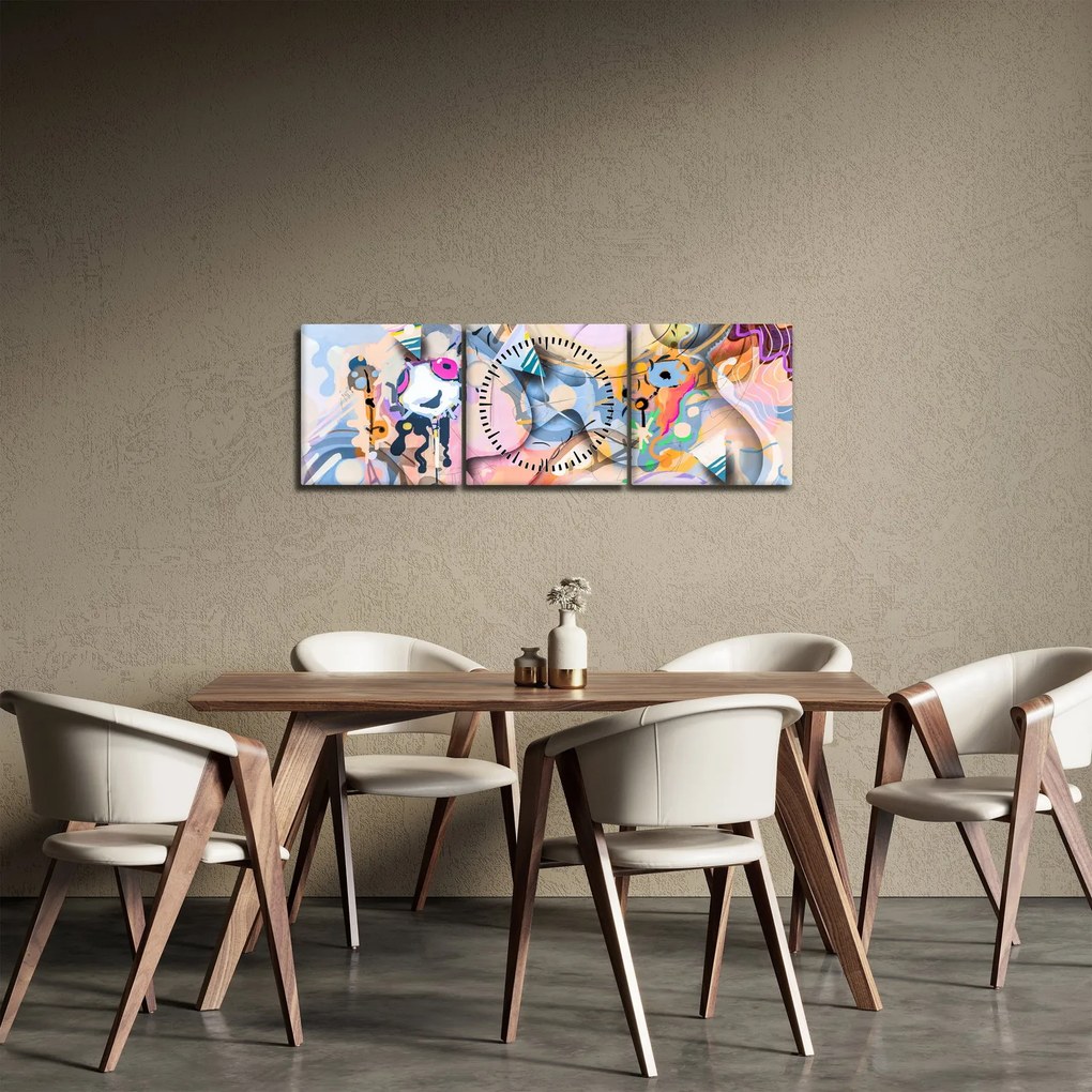 Obraz - Rozprávková abstrakcia (s hodinami) (90x30 cm)