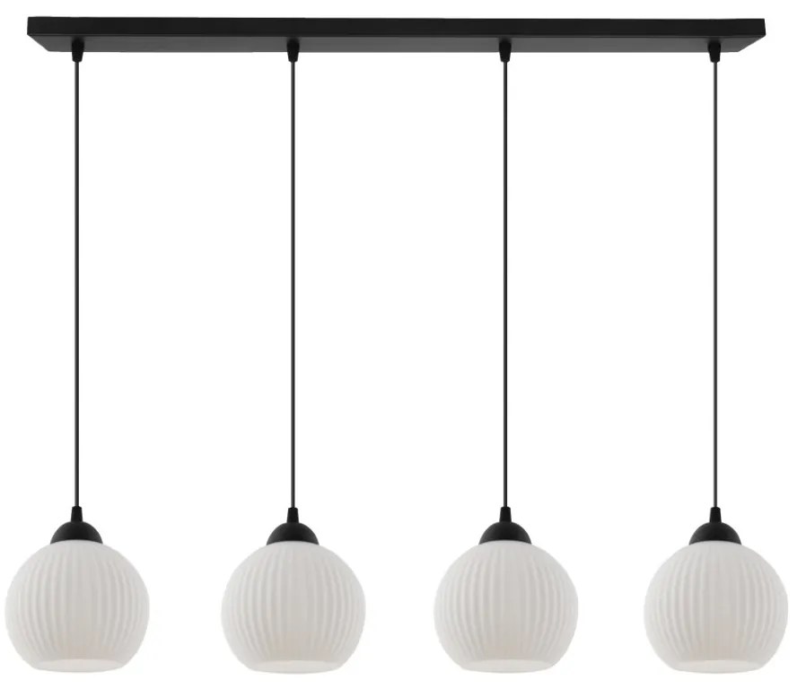 Závesné svietidlo Riffle Round, 4x biele sklenené tienidlo, b