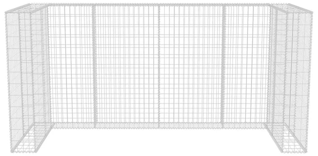 Gabiónová ohrada na trojitý odpadkový kôš, oceľ 250x100x120 cm