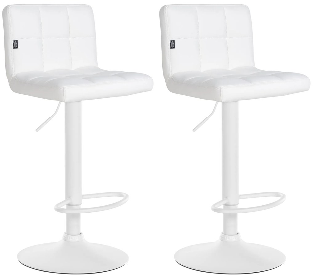 Barová stolička Feni (SET 2 ks) - koženka, biely rám - Biela