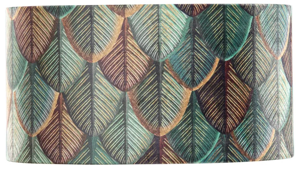 Zamatový tienidlo na lampu s dizajnom listov a zlatým vnútorným oválom 35/23/18