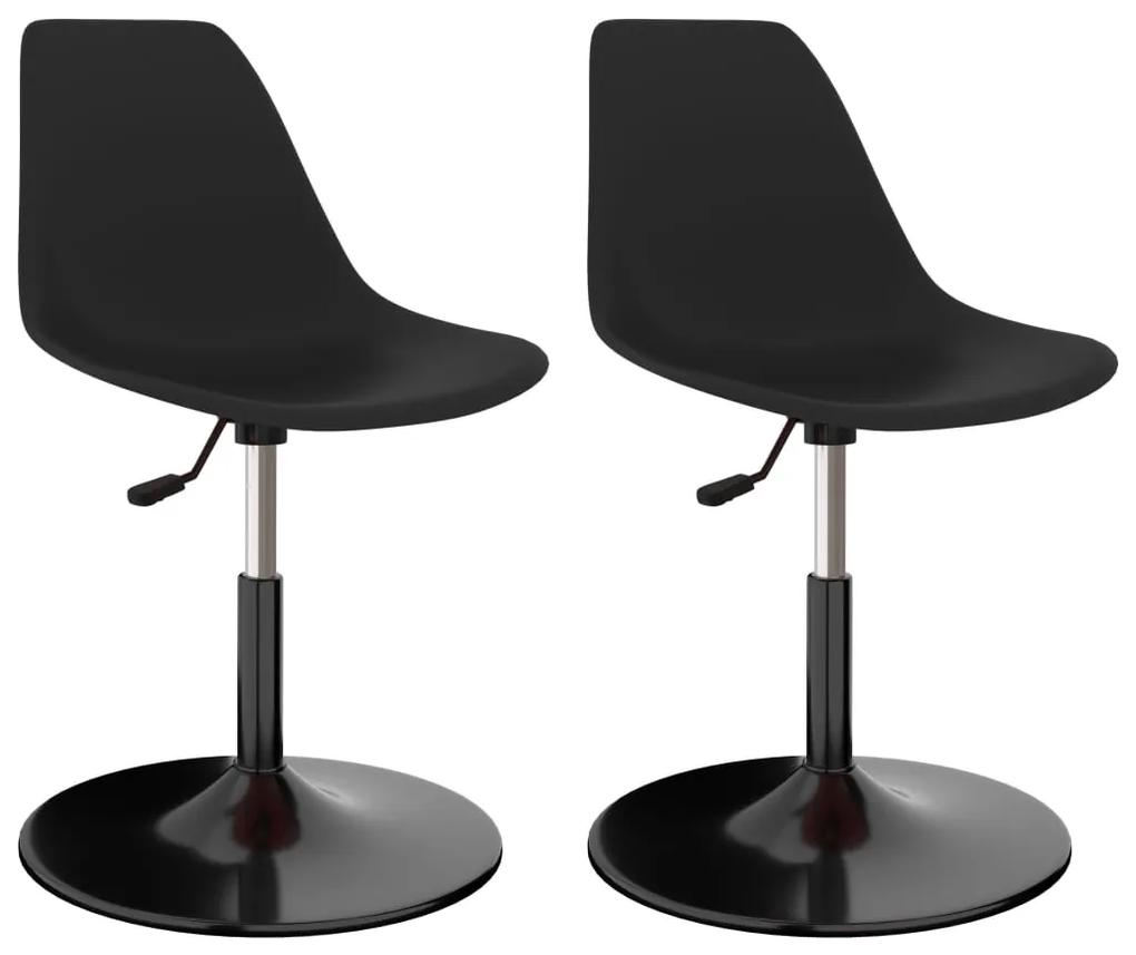 Otočné jedálenské stoličky 2 ks, čierne, PP