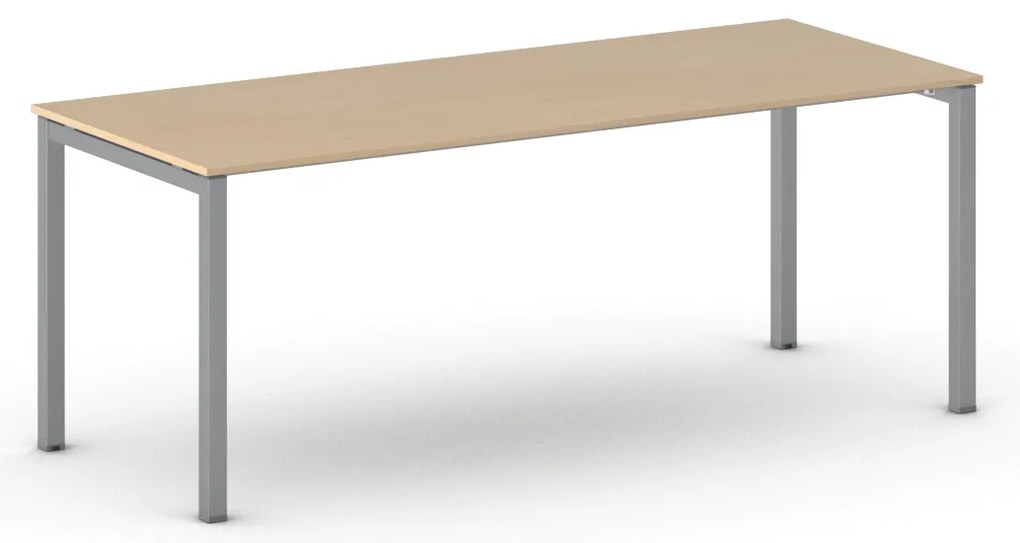 Rokovací kancelársky stôl PRIMO SQUARE, 200x80 cm, sivostrieborná podnož, buk