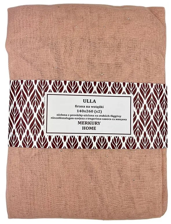 Záclona s provázky Ulla polyester svetlo ružový 140x260 Merkury Home II/22