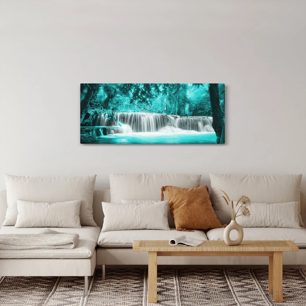 Obraz - Modrý vodopád (120x50 cm)