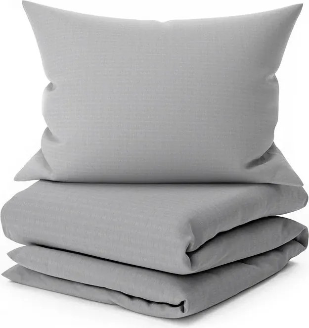 Sada krepových obliečok DENYX BLEND sivé, hotelové vrecko + plachta Jersey 90 x 200 cm tmavosivá, jednolôžko