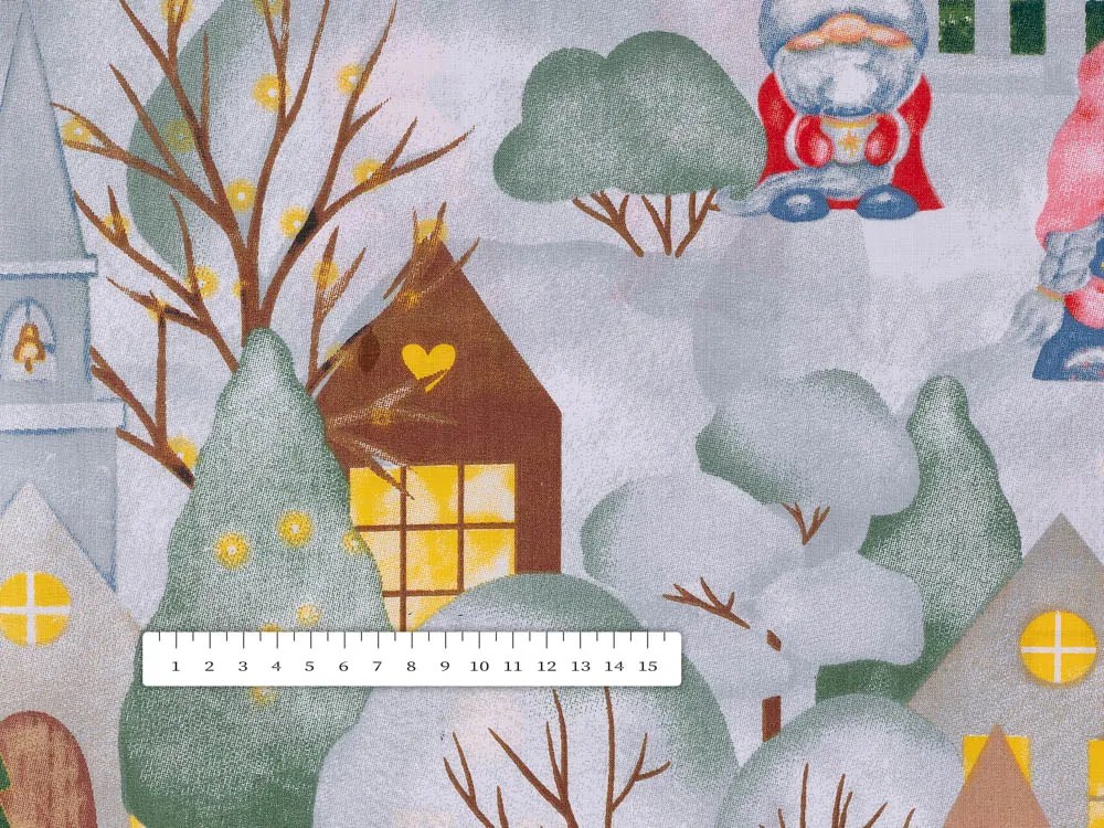 Biante Vianočný bavlnený oválny obrus Sandra SA-405 Dedinka škriatkov 50x100 cm