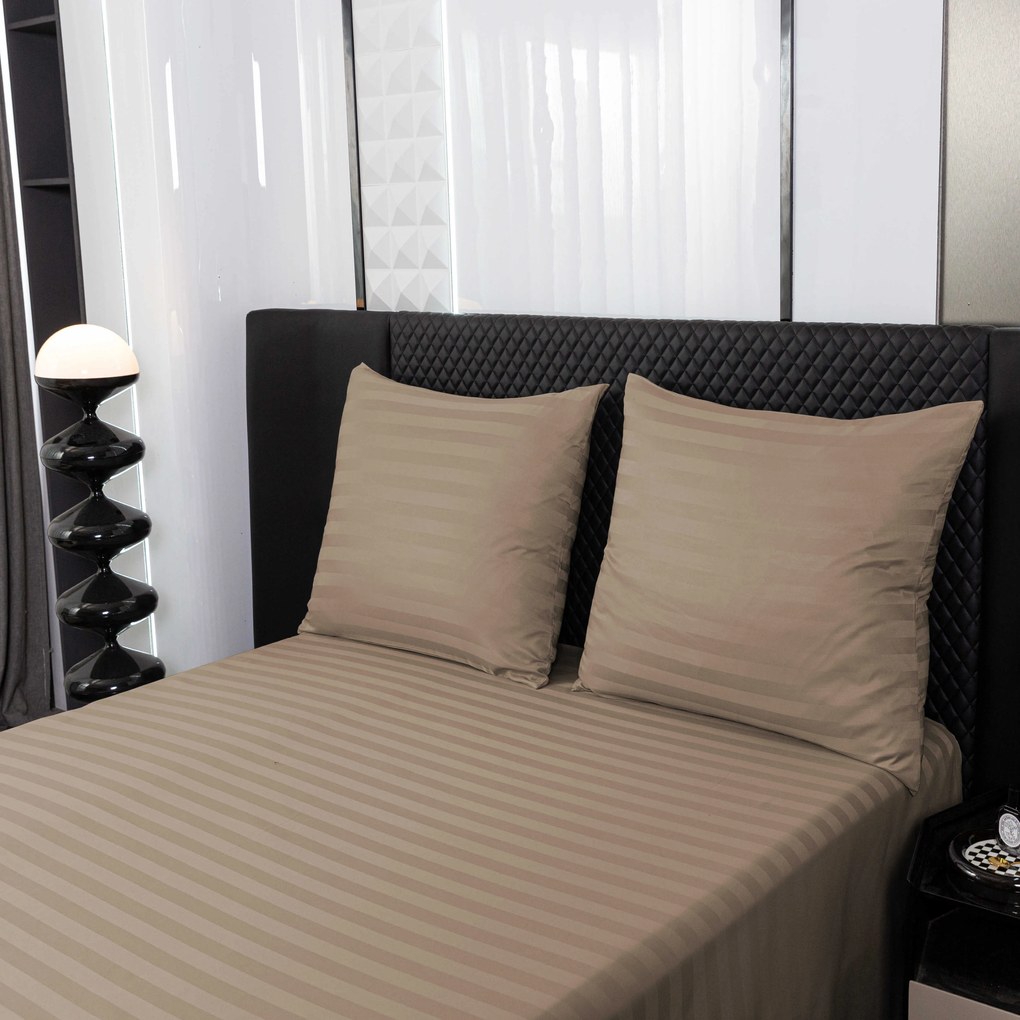 Hotelové obliečky z mikrovlákna JASMINE béžové - prúžok 2 cm, hotelové obálkové zapínanie Rozmer obliečky: 70 x 90 cm | 140 x 200 cm