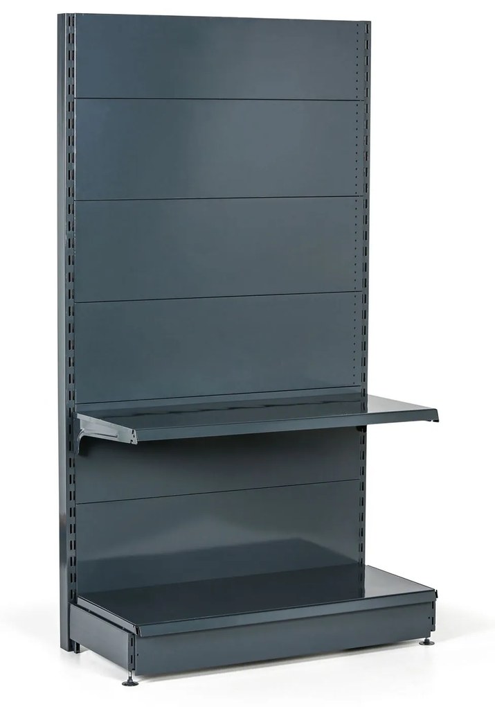 Predajný regál obojstranný, plné steny, 2200 x 1000 x 900 mm, prídavný, antracit