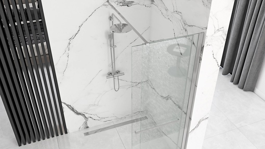 Posuvná bezrámová sprchová zastena REA CORTIS 120 cm, chróm/transparent - bez vaničky