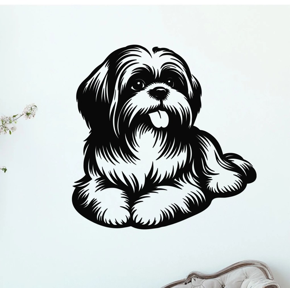 dřevo života Drevený obraz ležiaceho SHIH TZU Rozmery - cm: 60x60, Zvoľte farbu dekoru: Antracitová