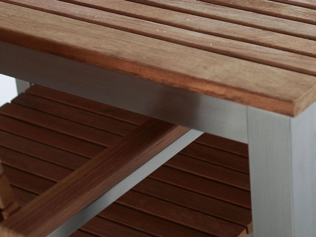 Záhradný stôl z teakového dreva 200 x 90 cm svetlé drevo/strieborná VIAREGGIO Beliani
