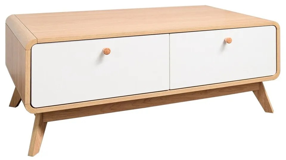 TV stolík v dekore duba v bielo-prírodnej farbe 100x40 cm Caitlin – Støraa