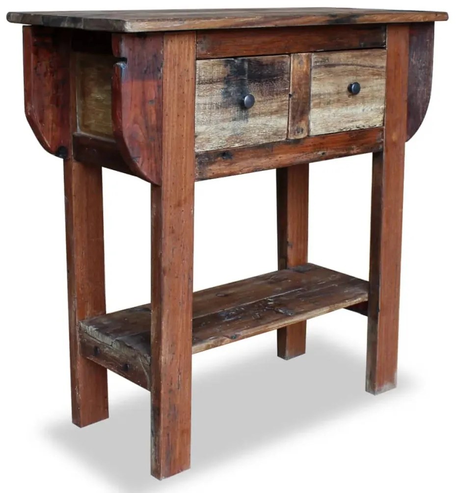 vidaXL Prístavný stolík z masívneho recyklovaného dreva, 80x35x80 cm