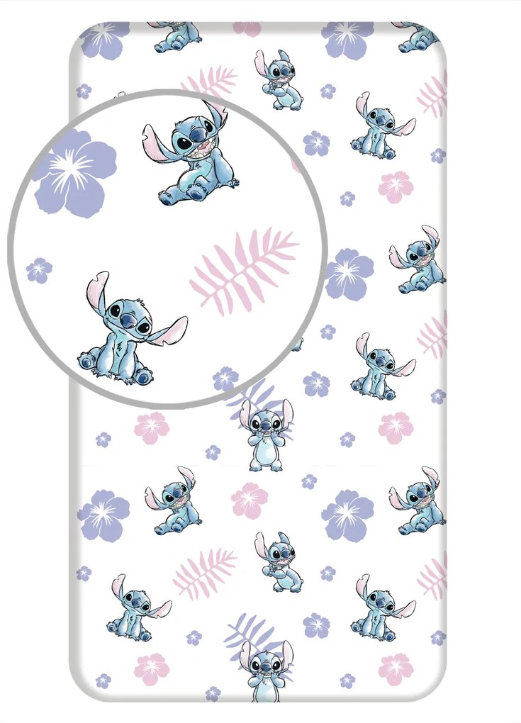 Jerry Fabrics Bavlnené napínacie prestieradlo 90x200 + 25 cm - Lilo and Stitch