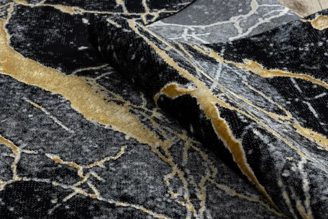 Koberec GLOSS 529A 82 mramor glamour - čierny, zlatý