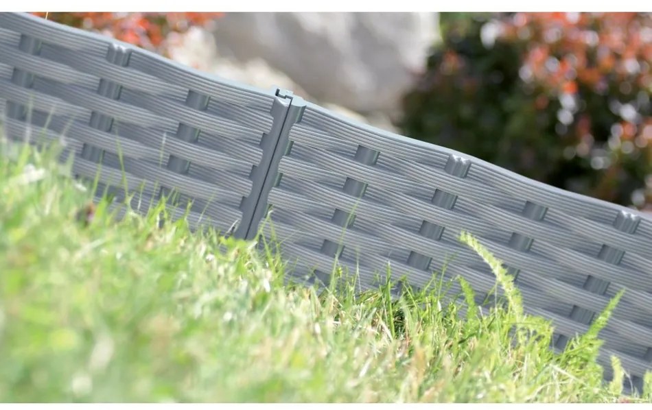 Prosperplast Trávny lem Rattan sivá, 390 cm