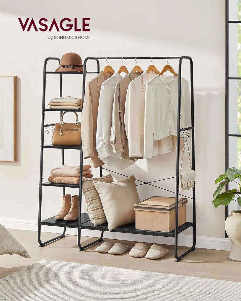 Stojan na oblečení s botníkem Vasagle Greya ebenově černý