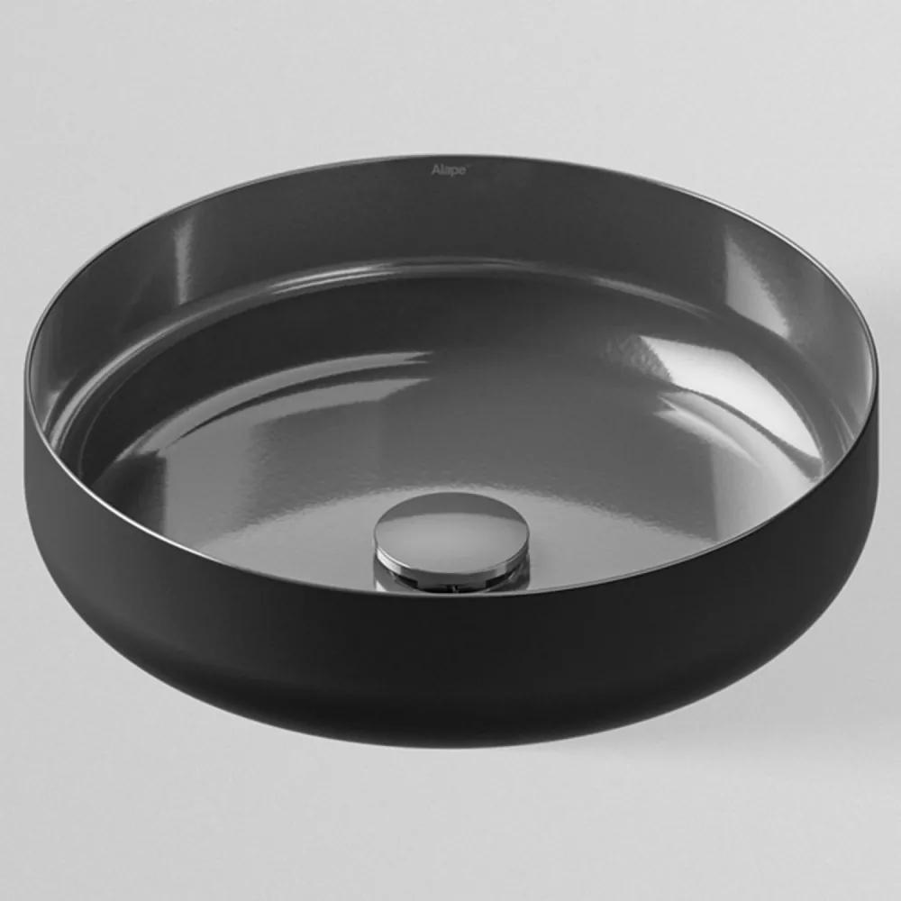 ALAPE AB.SO400.1 okrúhle umývadlo na dosku bez otvoru, bez prepadu, priemer 400 mm, dark iron, s povrchom ProShield, 3509000190