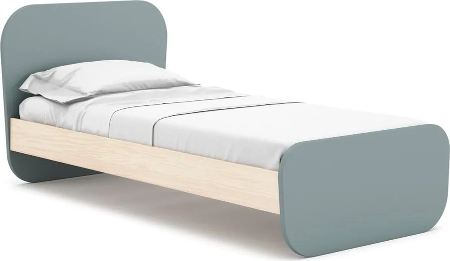 Sivozelená detská posteľ v dekore borovice s roštom 90x190 cm Esteban – Marckeric