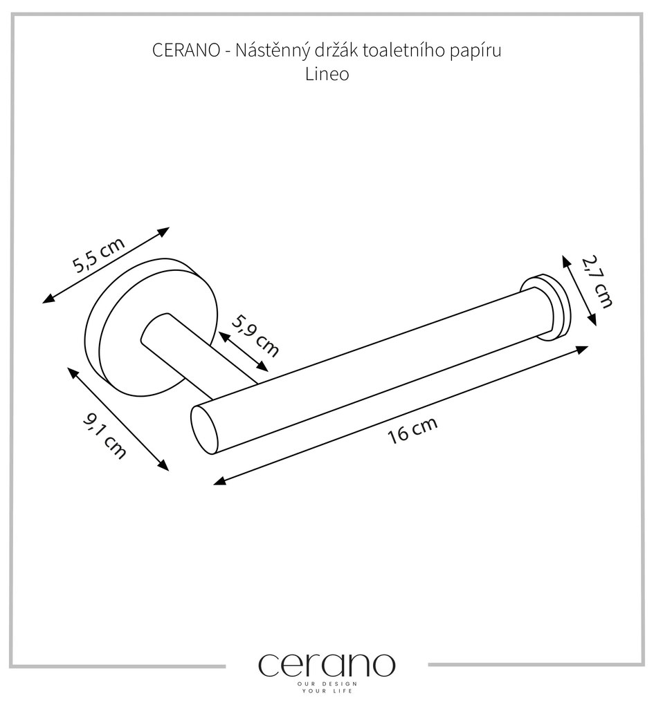 CERANO - Nástenný držiak toaletného papiera Lineo - chróm, CER-CER-479401