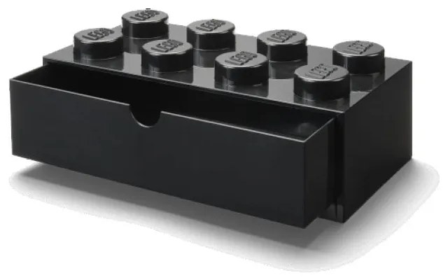 Čierny stolový box so zásuvkou LEGO® Brick, 31,6 x 11,3 cm