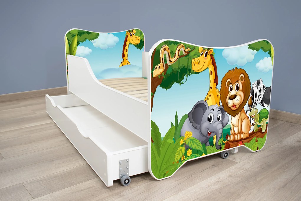 TOP BEDS Detská posteľ Happy Kitty 140x70 Afrika so zásuvkou