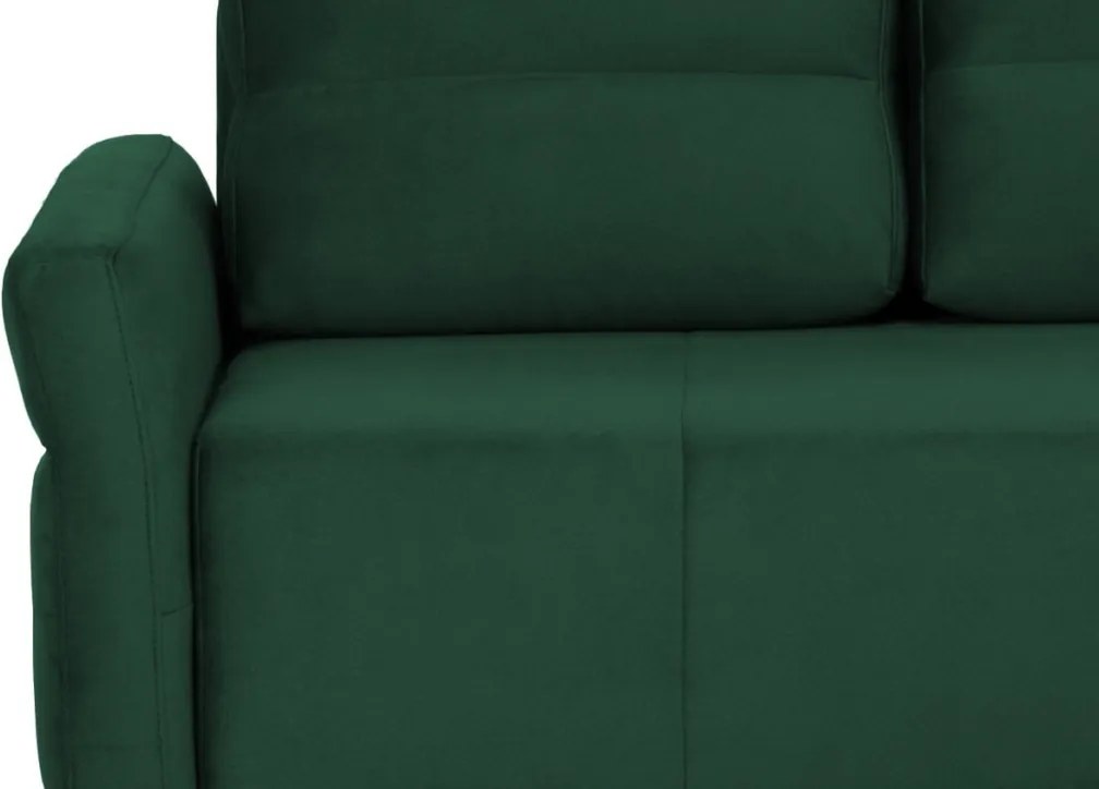 Rohová sedačka na trvalé spanie Island, tmavo zelená látka, pravý roh