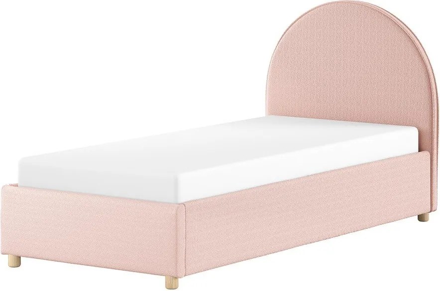Ružová čalúnená jednolôžková posteľ s úložným priestorom s roštom 90x200 cm Moon – Vipack