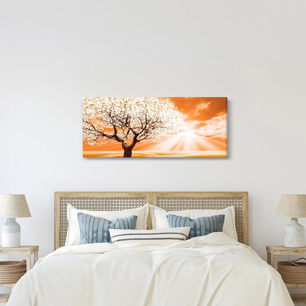 Oranžový obraz stromu (120x50 cm)