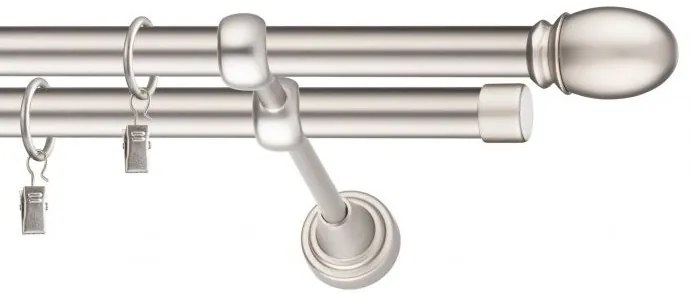 Dekorstudio Chrómová matná dvojradová garniža OVAL 19mm Dĺžka: 120cm, Typ uchytenia: Držiak dvojitý modern, Typ príslušenstva: Bez príslušenstva