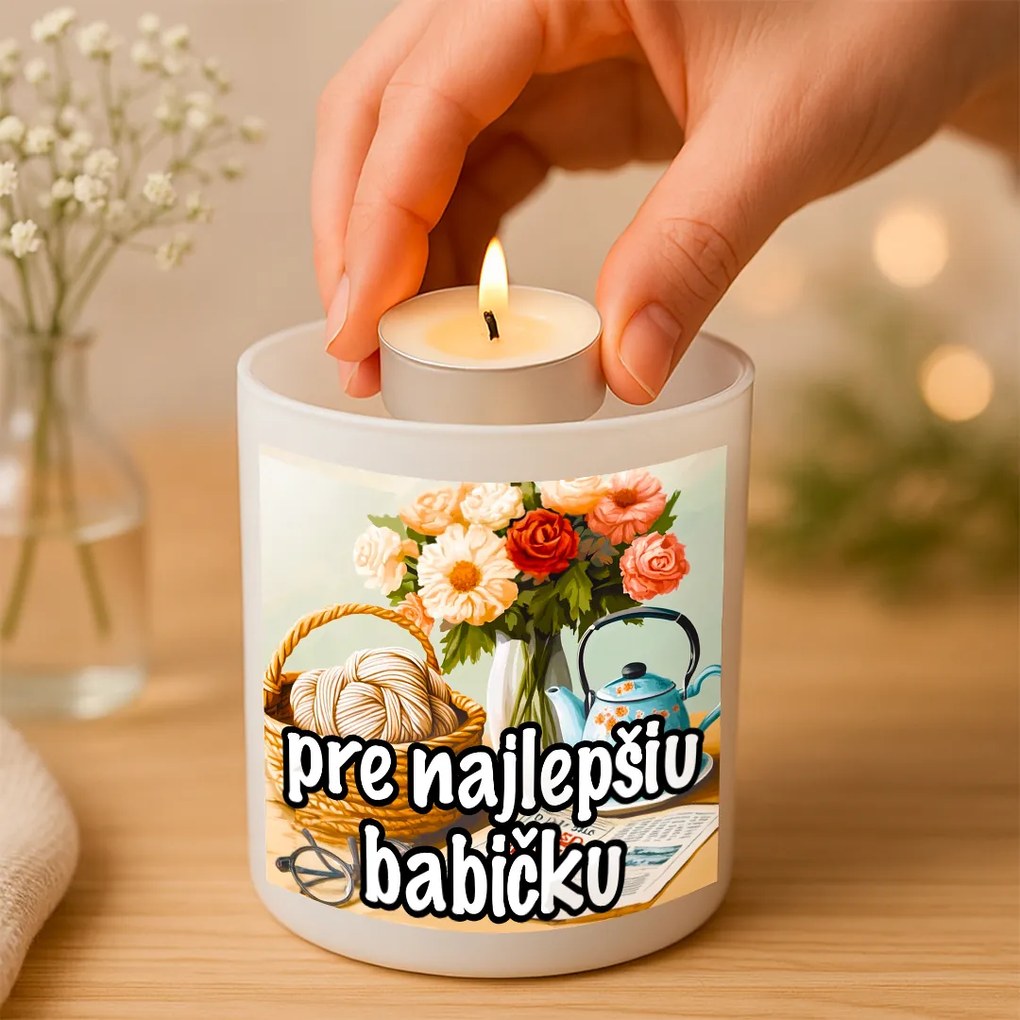 Originálny sklenený svietnik Pre najlepšiu babičku