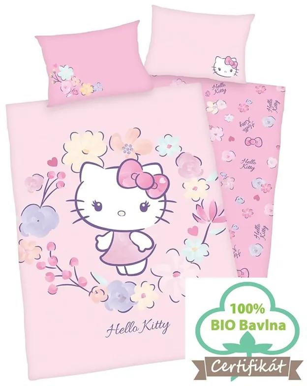 Obliečky do postieľky z BIO bavlny Hello Kitty 01 100x135 40x60 cm 100% Bavlna