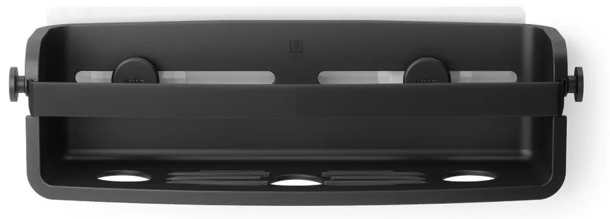 Čierna plastová kúpeľňová polička bez vŕtania Flex Adhesive – Umbra