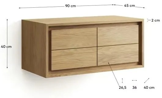 Hnedá závesná skrinka pod umývadlo z teakového dreva 90x40 cm Kenta – Kave Home