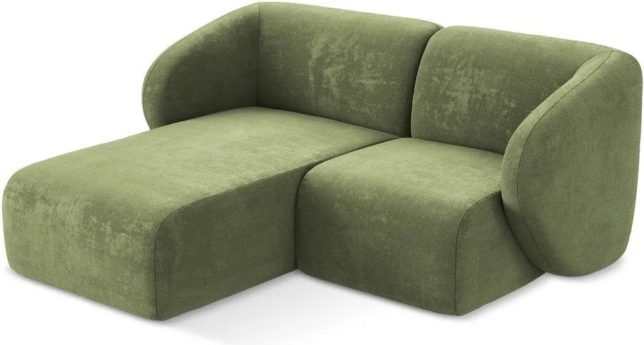 Zelená ženilková rohová pohovka (ľavý roh/s leňoškou) Lani – Makamii