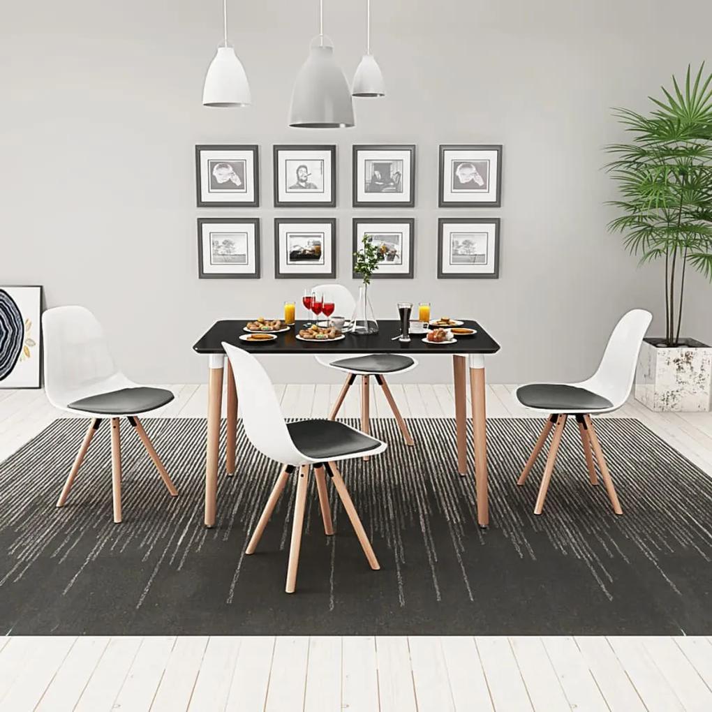 vidaXL 5-dielna jedálenská súprava stola a stoličiek, čierno-biela