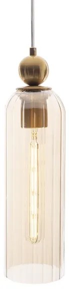 MAXLIGHT P0510 - Luster na lanku CAMPANILA 1xE27/40W/230V pr. 10 cm mosadz/béžová