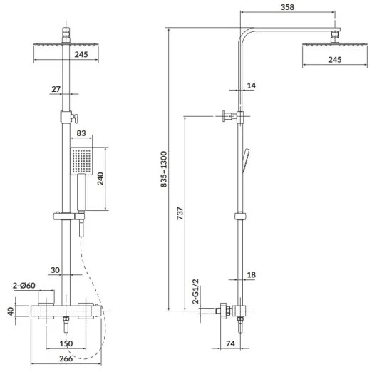 Cersanit S951-341 - Sprchová sada CITY s termostatickou batériou, chróm lesk