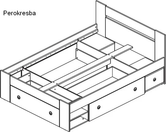 Posteľ s nočnými stolíkmi Stefan 140x200 cm, dub artisan/biela