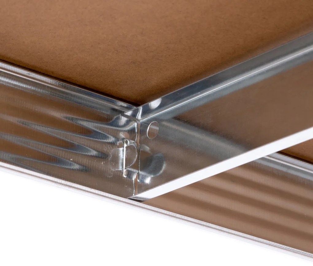 Kovový regál BestBerg BBMS-20 / 70 x 150 x 30 cm / 5 políc / strieborná/hnedá