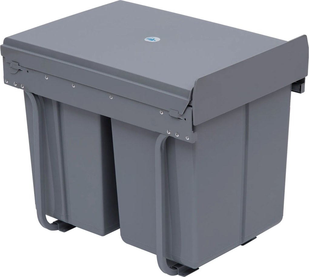 HOMCOM Zberný kôš 1 x 20L + 2 x 10L Zabudovaný odpadkový kôš so 3 priečinkami, systém na separáciu odpadu na vytiahnutie, pre inštaláciu do základnej