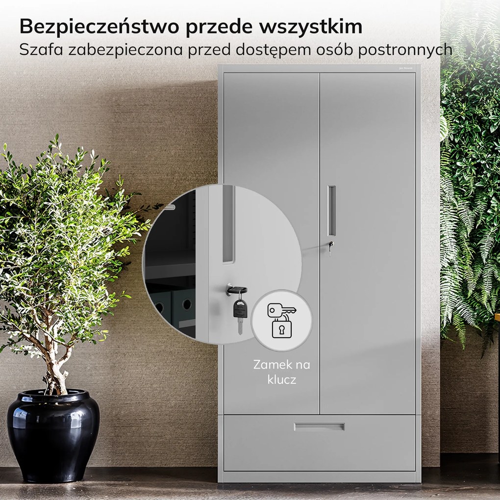 Modulárna kovová multifunkčná skriňa s dvoma zásuvkami sivá MEGAN 1950 x 900 x 400 mm