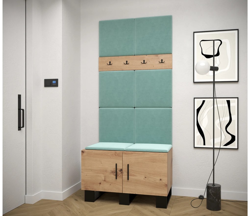 Predsieňová zostava Amanda 4 (dub artisan + zelená). Akcia -62%. Vlastná spoľahlivá doprava až k Vám domov. 1085886