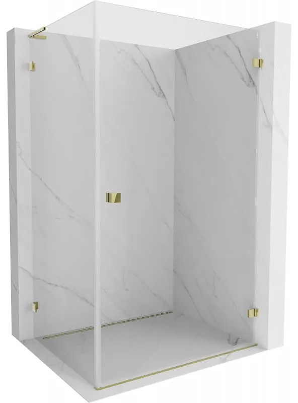 Mexen Lunar-B L pravý výklopný sprchový kút 85 x 70 cm, číre sklo, zlatá lesklá, 832L-085-070-50-00-P