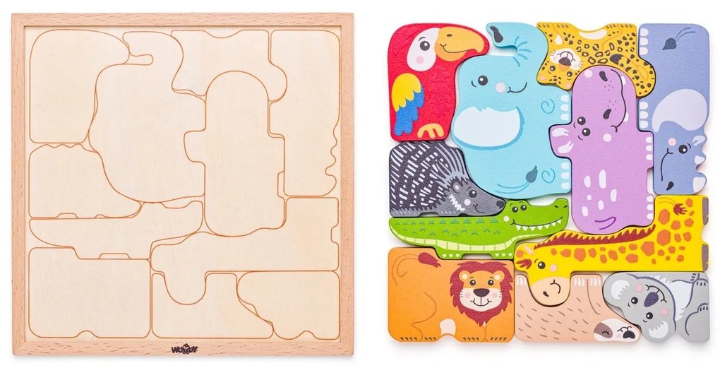 Woody Puzzle na doske Zvieratká