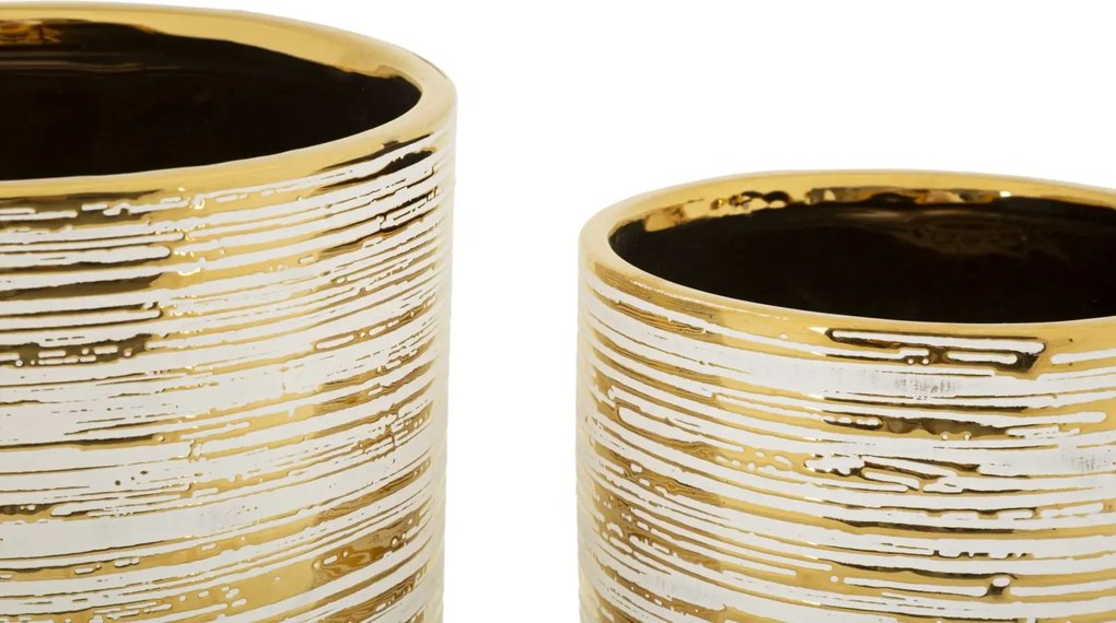 Sada 2 ks obalů na květináč Melody zlato-bílá