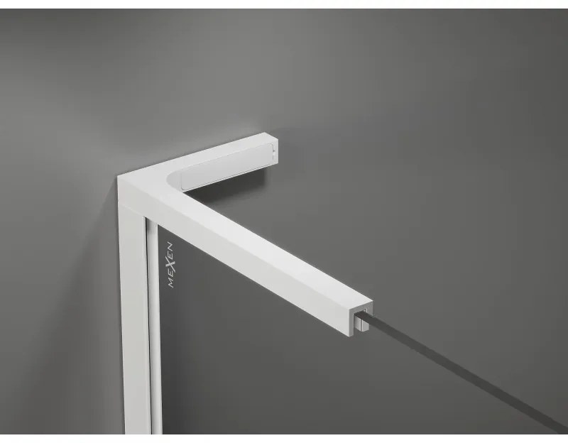 Mexen Velar L, sprchový kút s posuvnými dverami 110 x 120 cm, 8mm šedé sklo, biela matná, 871-110-120-43-20